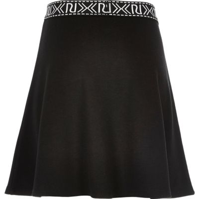 Girls black RI waistband skirt